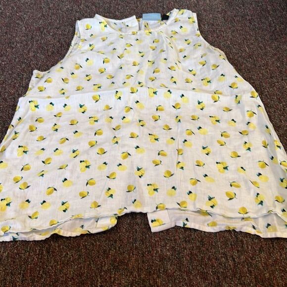 Cynthia rowley linen lemon blouse L - Picture 3 of 7